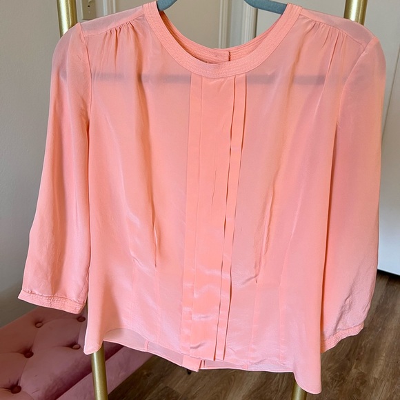 J. Crew Tops - J. Crew Peach Pink Pleated Silk Blouse